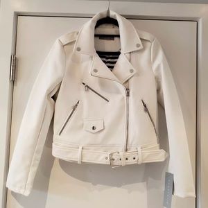 White Vegan Leather Moto Jacket